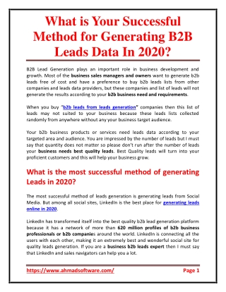 What is Your Successful Method for Generating B2B Leads Data In 2020