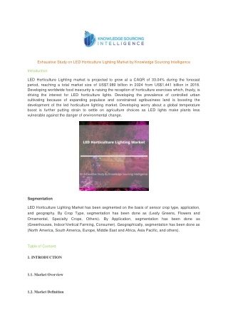 Comprehensive Report on LED Horticulture Lighting Market
