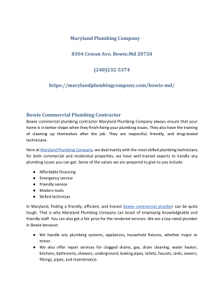 Maryland Plumbing Company