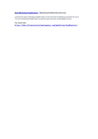 Best Marketing Headhunters - Marketing Headhunting Services