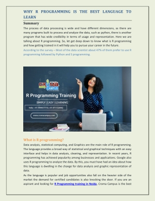 WHY R PROGRAMMING IS THE BEST LANGUAGE TO LEARN