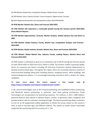 UK IPIN Market: Market Size, Share and Forecast 2019-2025