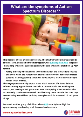 What are the symptoms of Autism Spectrum Disorder? | Autism Centres in Bangalore