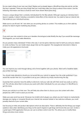 Expert Consultancy On Obtaining Wordpress blogs To Work For You