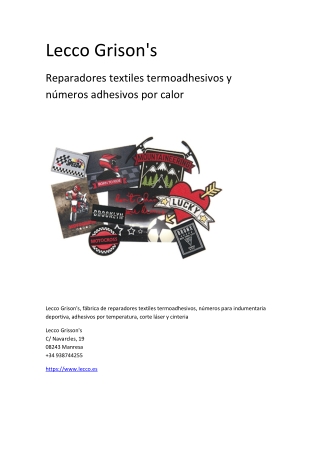 Lecco, Reparadores textiles termoadhesivos y números adhesivos por calor