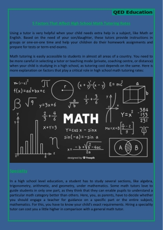 5 Factors That Affect High School Math Tutoring Rates