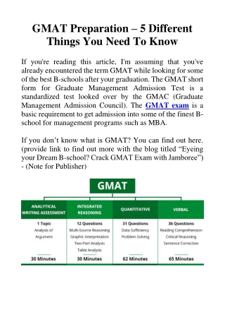 GMAT Preparation – 5 Different Things You Need To Know