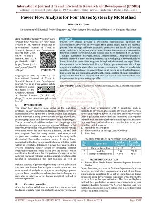 Power Flow Analysis for Four Buses System by NR Method