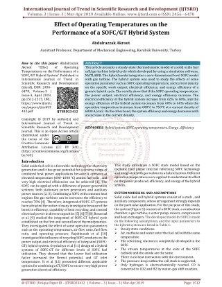 Effect of Operating Temperatures on the Performance of a SOFC GT Hybrid System