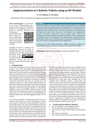 Implementation of a Robotic Vehicle using an RF Module