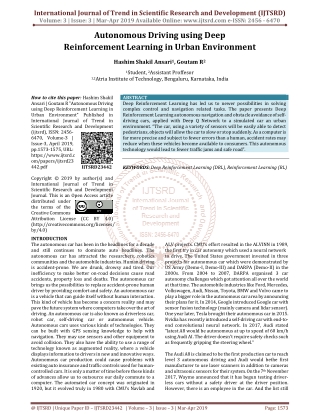 Autonomous Driving using Deep Reinforcement Learning in Urban Environment