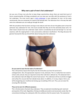 Why own a pair of men’s hot underwear?