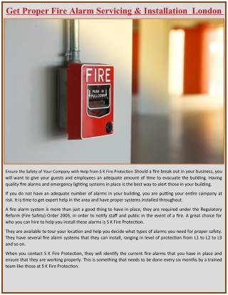 Get Proper Fire Alarm Servicing & Installation London