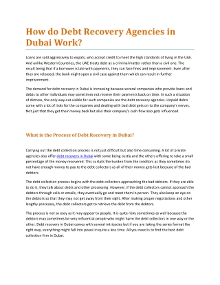 How do Debt Recovery Agencies in Dubai Work