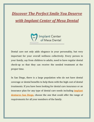 Discover The Perfect Smile You Deserve with Implant Center of Mesa Dental