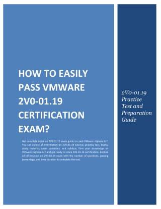 How to Easily Pass VMware 2V0-01.19 Certification Exam