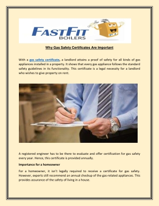 Why Gas Safety Certificates Are Important