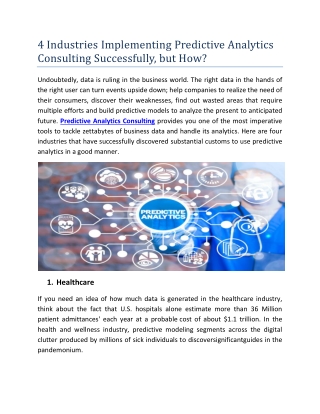 4 Industries Implementing Predictive Analytics Consulting Successfully, but How?
