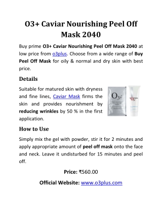 O3  Caviar Nourishing Peel Off Mask 2040