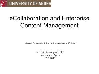 eCollaboration and Enterprise Content Management