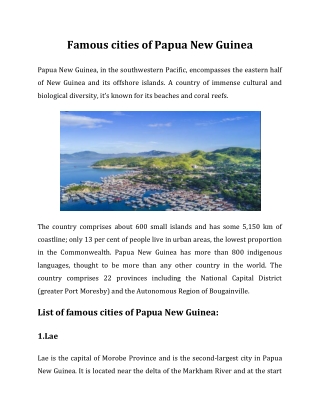 Famous cities of Papua New Guinea