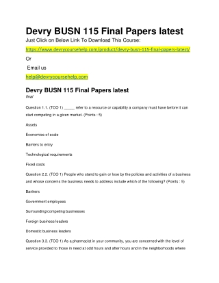 Devry BUSN 115 Final Papers latest