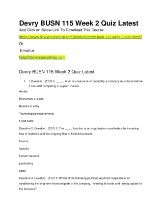 Devry BUSN 115 Week 2 Quiz Latest