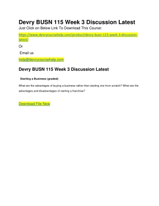 Devry BUSN 115 Week 3 Discussion Latest