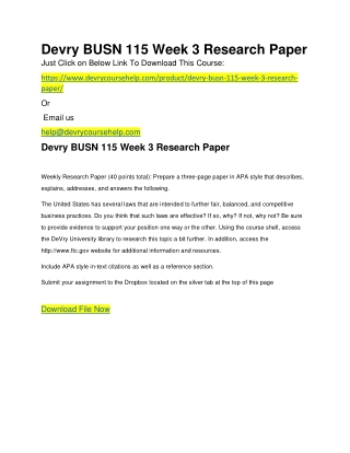 Devry BUSN 115 Week 3 Research Paper