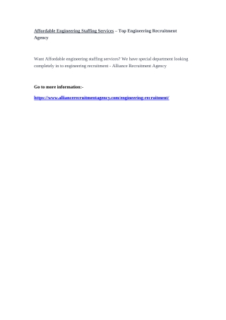 Affordable Engineering Staffing Services – Top Engineering Recruitment Agency