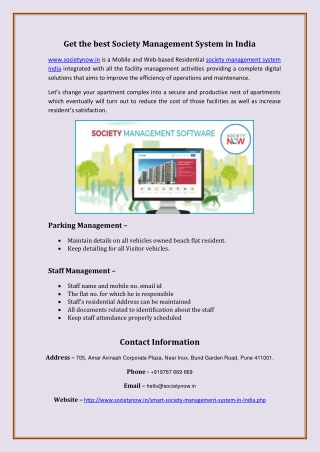 Get the best society management system in india