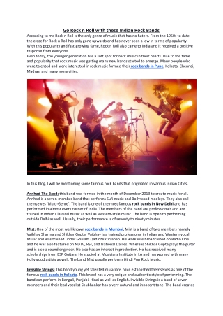 Go Rock n Roll with these Indian Rock Bands