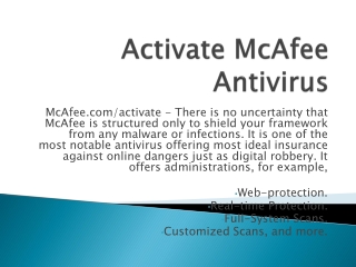 Activate McAfee Antivirus | mcafee.com/activate