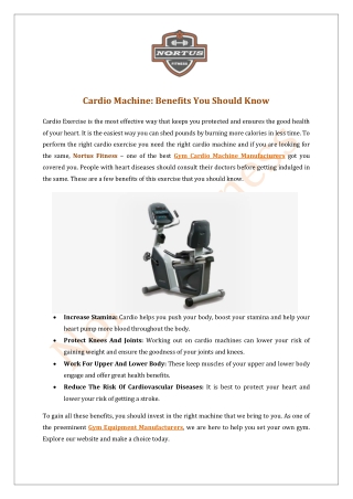 Cardio Machine: Benefits You Should Know