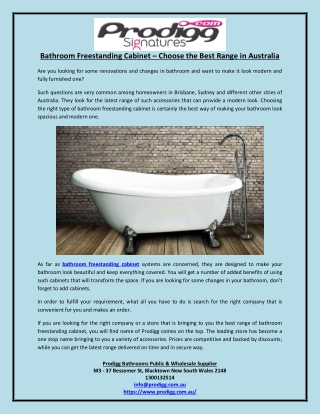 Bathroom Freestanding Cabinet – Choose the Best Range in Australia