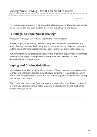 Vaping While Driving – What You Need to Know