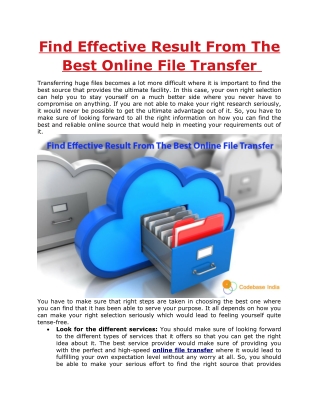 Effective Result From The Best Online File Transfer