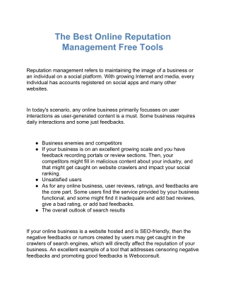 The Best Online Reputation Management Free Tools