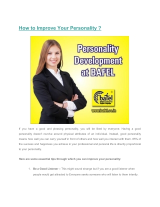 How to Improve Your Personality ?