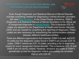 Most common ICD-10 Codes for Mental and behavioral Health Practitioners