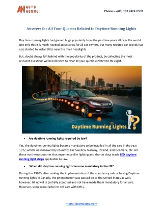 Answers for All Your Queries Related to Daytime Running Lights