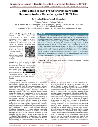 Optimization of EDM Process Parameters using Response Surface Methodology for AISI D3 Steel