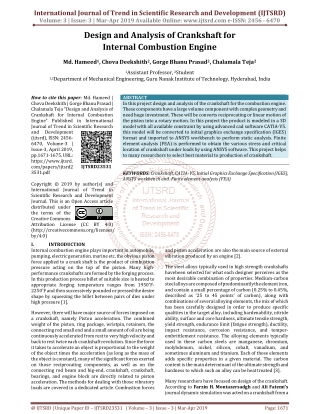 Design and Analysis of Crankshaft for Internal Combustion Engine