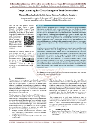 Deep Learning for X ray Image to Text Generation