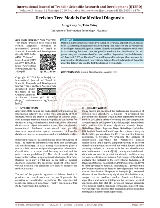 Decision Tree Models for Medical Diagnosis