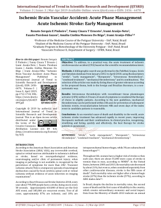 Ischemic Brain Vascular Accident Acute Phase Management