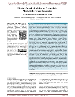 Effect of Capacity Building on Productivity of Alcoholic Beverages in Nigeria