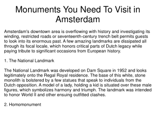 Monuments You Need To Visit in Amsterdam