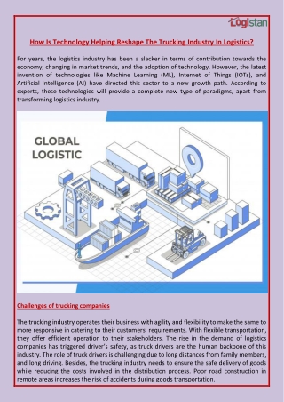 How Is Technology Helping Reshape The Trucking Industry In Logistics?