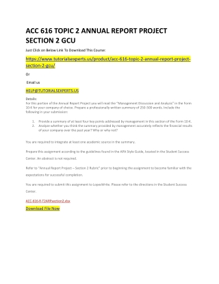 ACC 616 TOPIC 2 ANNUAL REPORT PROJECT SECTION 2 GCU